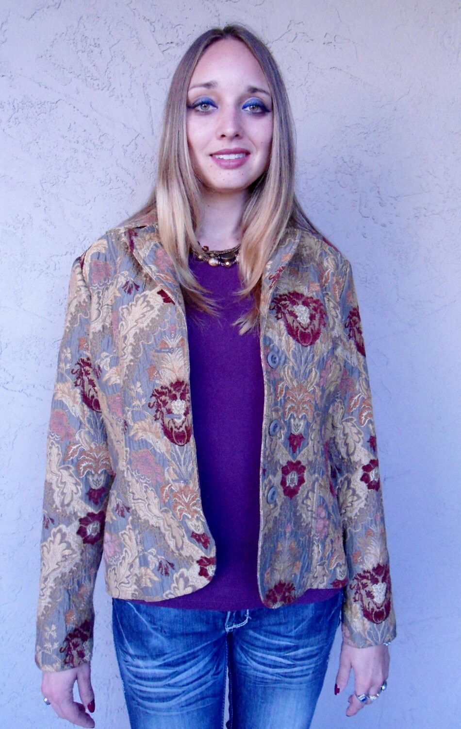 Tapestry Jacket Elegant Jacket Tapestry Like Fabric Etsy