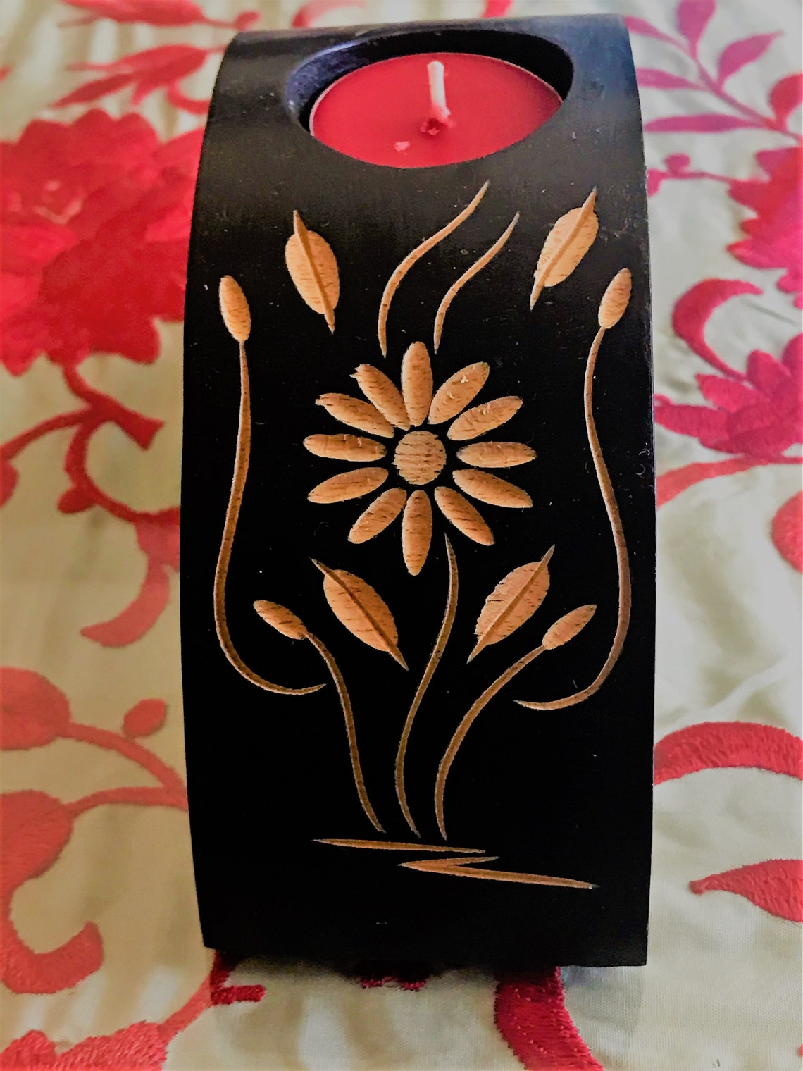 3 Piece Candles Edelweiss Candleholders Wooden Candles Etsy