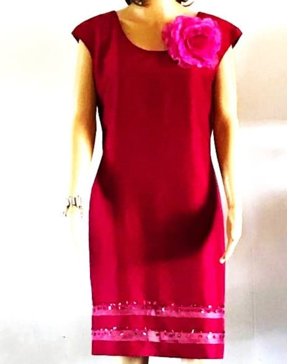 Red Silk Dress,  Silk Cocktail Dress, Cocktail Dr… - image 1
