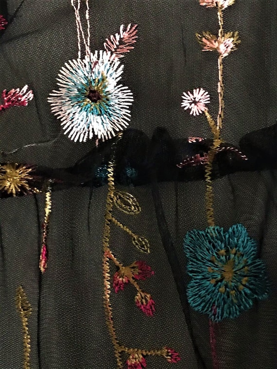 Sheer Black Top Embroidered Top Floral Embroidery See Through