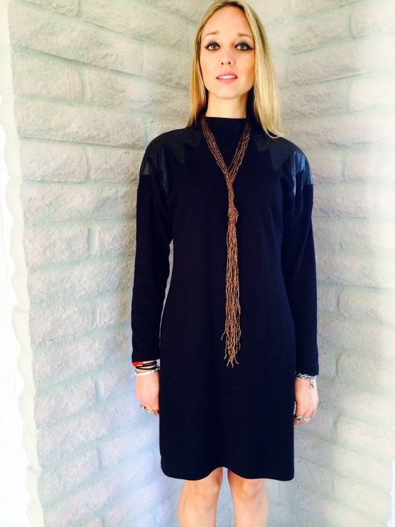 Black Dress, Long Sleeved Dress, Black Knit Dress… - image 2