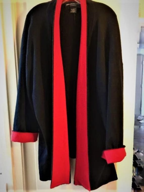 Designer Coat Adrienne Vittadini Elegant Knit Coat Vintage Dressy Coat Black Lambs Wool Coat A Vittadini Design Etsy