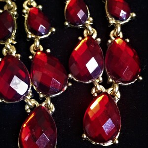 Dangle Earrings, Red Drop Earrings,, 4 Inch Earrings, Ruby Red Earrings, Super Long Earrings, Gift for Her image 2