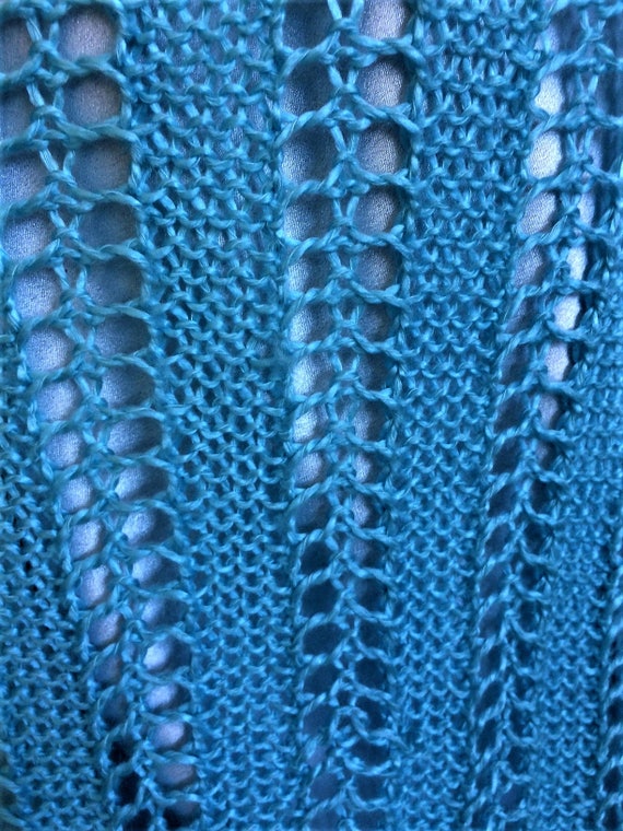 Turquoise Knit Dress, Hand Knit Dress, Light Blue… - image 3