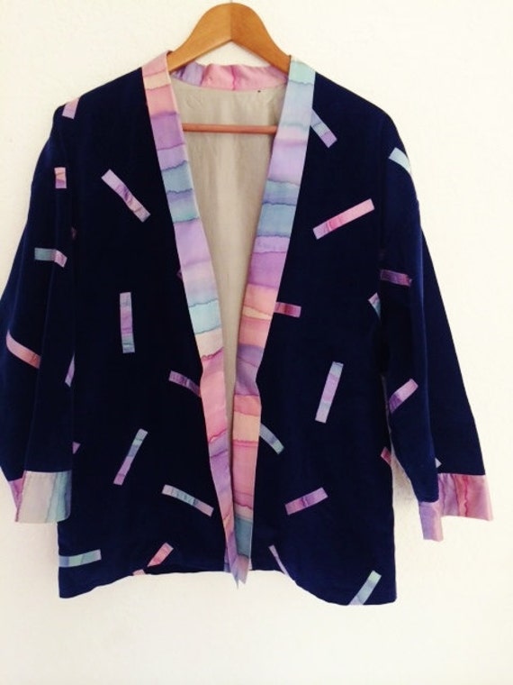 Ultra Suede Jacket, Blue Velvet Jacket, Silk Decor