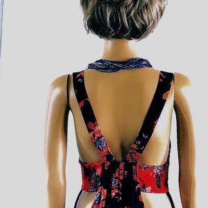 Free People Navy Blue and Orange Open Back Summer Dress - Size Medium image 2