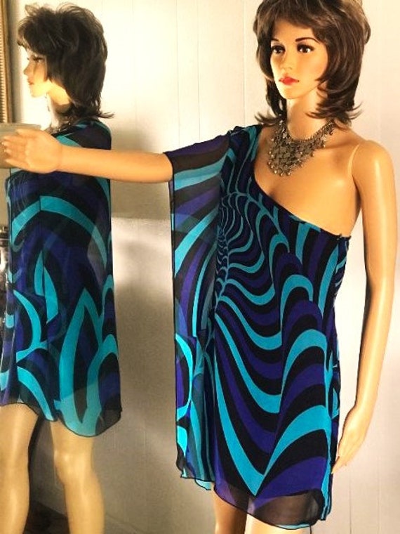 One Shoulder Dress, Bold Striped Dress, Fashionab… - image 5