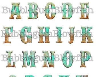 NEW Rusty metal  Alphabet Letters #2  Digital Graphic Design Elements collage sheet NOT SEPERATED
