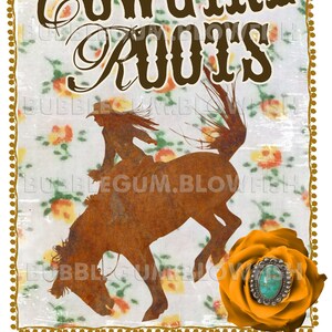Cowgirl raíces salvaje rodeo occidental caballo rosa turquesa TSHIRT o poster arte DIY no elemento físico archivo digital SOLAMENTE