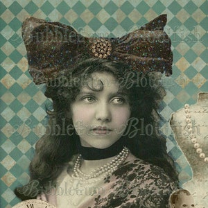 Belle fille Vintage Big Bow gitan avec paillettes arc Digital art Télécharger