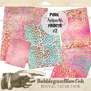 Pack d'impression animale léopard guépard rose #2 pack de papier numérique 5 couleurs incluses téléchargement numérique pas d'article physique