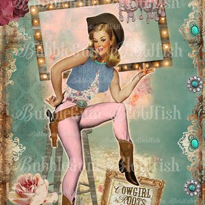 PiNk DeNiM CoWGiRL Arte digital Descargar archivo 18X24 POSTER TAMAÑO