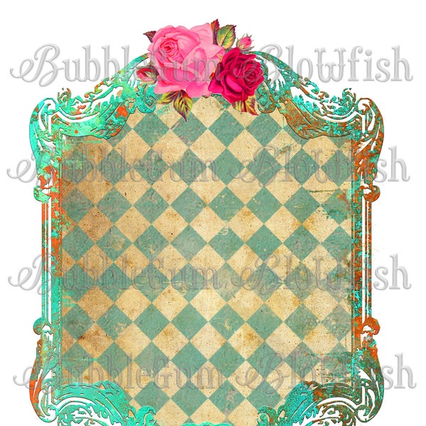 HarLeQuiN TuRQuoiSe OrNaTe ViNtage rose frame   individual PNG file digital clipart download