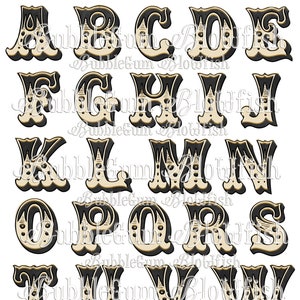 CircUs CaRniVal Zwart en gebroken wit alfabet Letters nieuw enkel bestand collage PNG blad "letters zijn NIET gescheiden"