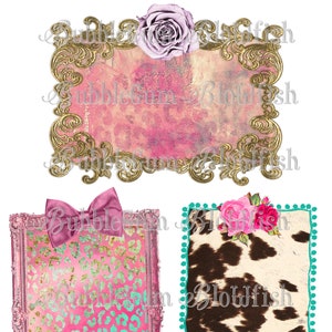 FunKy divertido ornamentado colorido vintage gitano FraMes Digital Graphic Design Elements png collage hoja