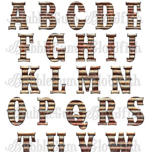 Corrugado ondulado letras Red Metal alfabeto de un solo archivo collage hoja Descarga digital No separado