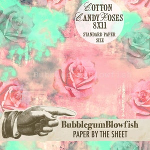 BubblegumBlowfish joli papier par la feuille Cotton Candy Roses Art numérique Télécharger « pas un article physique 8x11 US format de papier standard »