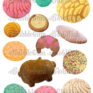 Pan de DuLcE Pão Doce Mexicano Folha de colagem de clip art digital Não separada individualmente