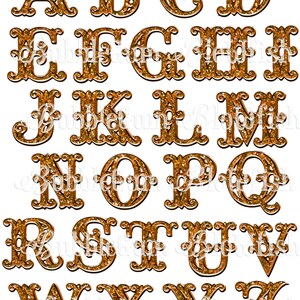 CiRcUs CaRniVal Gold Glitter alfabeto Letras nuevo archivo único collage PNG hoja "las letras NO están separadas"