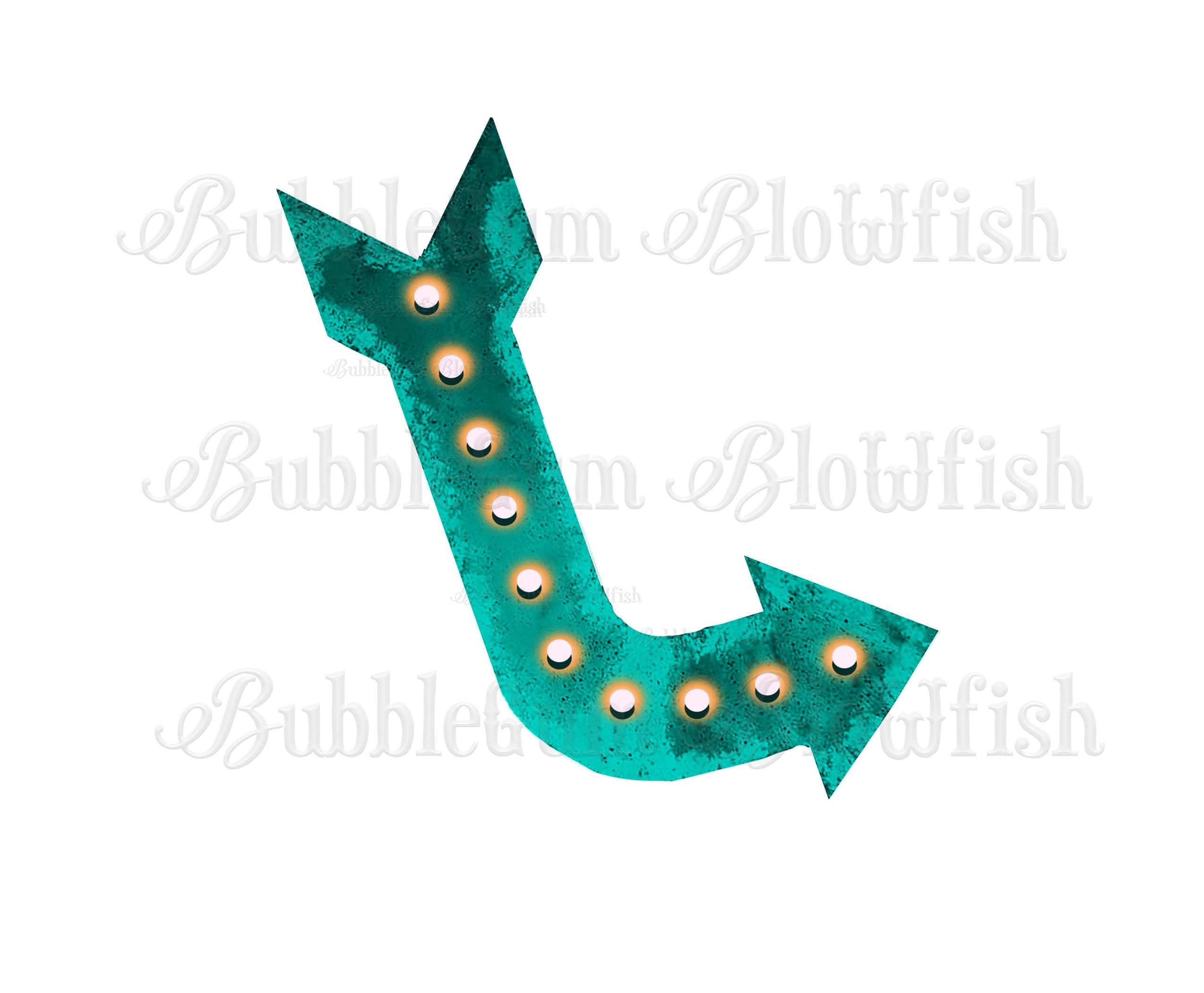 Marquee Vintage Light Retro Arrow Sign Turquoise Individual
