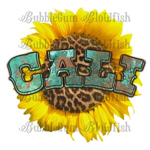 Cali Californie guépard imprimé tournesol TSHIRT transfert DIY ou clipart artisanat pas fichier numérique élément physique seulement