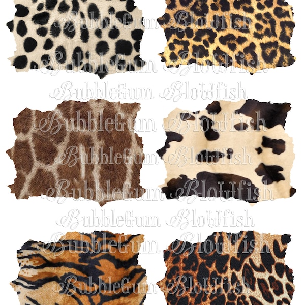 textured furry animal print tags cheetah leopard tiger cow giraffe digital designer tools DIY Digital Graphic Design Elements Clip Art