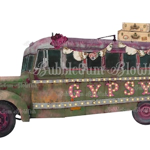 Autobús gitano verde caprichoso autobús gitano individual PNG archivo digital clipart descargar