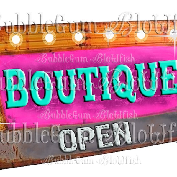 Marquee light vintage retro boutique open sign individual PNG file digital clipart download