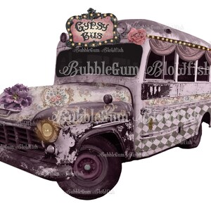 Carro gitano Autobús gitano blanco y negro con autobús gitano caprichoso verde azulado archivo PNG individual descarga de imágenes prediseñadas digitales