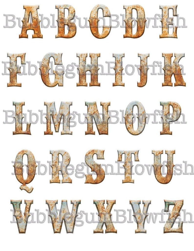 NEW Rusty Metal Alphabet Letters Digital Graphic Design - Etsy