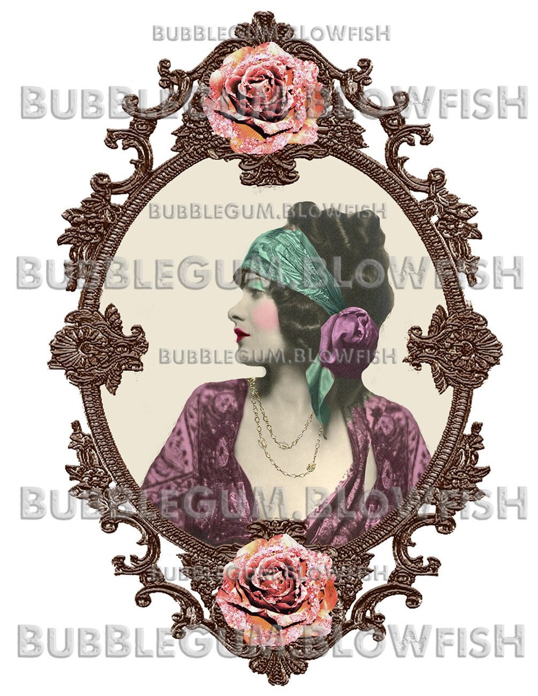 Rose Framed Gypsy Individual PNG File Digital Clipart Download DIY T