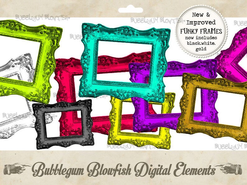 Vintage Wood Funky Frames in 15 Colors Digital Graphic Design Etsy