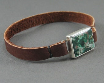 Chrysocolla Lederarmband