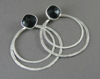 Schwarzer Onyx mit Doppel-Creolen