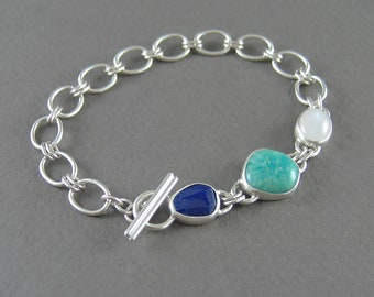 Lapis, Amazonit und Mondstein Armband
