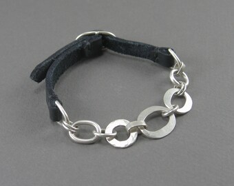 Gemischte Kette und Lederarmband