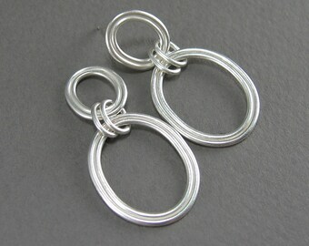 Kleine Doppeldraht Ovale Ohrringe