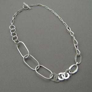 Silver Mixed Link Chain Necklace