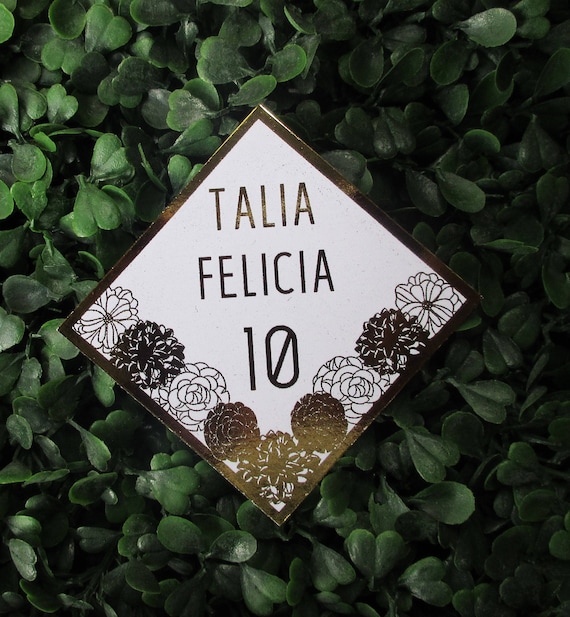 Modern Diamond Foiled Escort/Place Card with Floral Accents Il_570xn