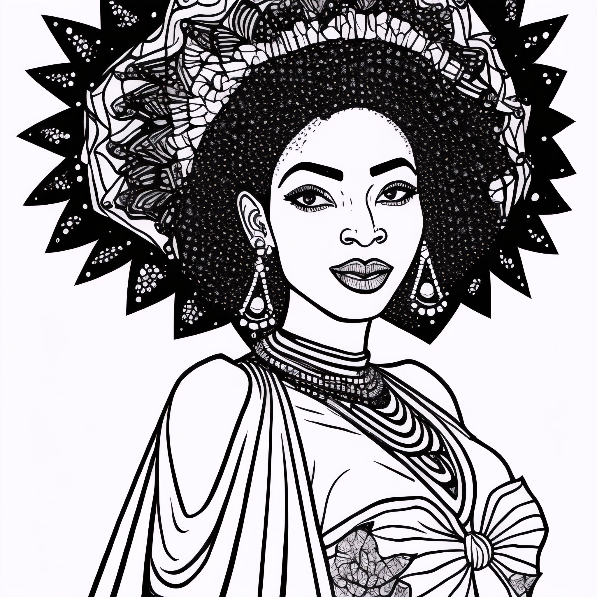 21 Beautiful Black Queen Coloring Pages Adult Coloring - Etsy