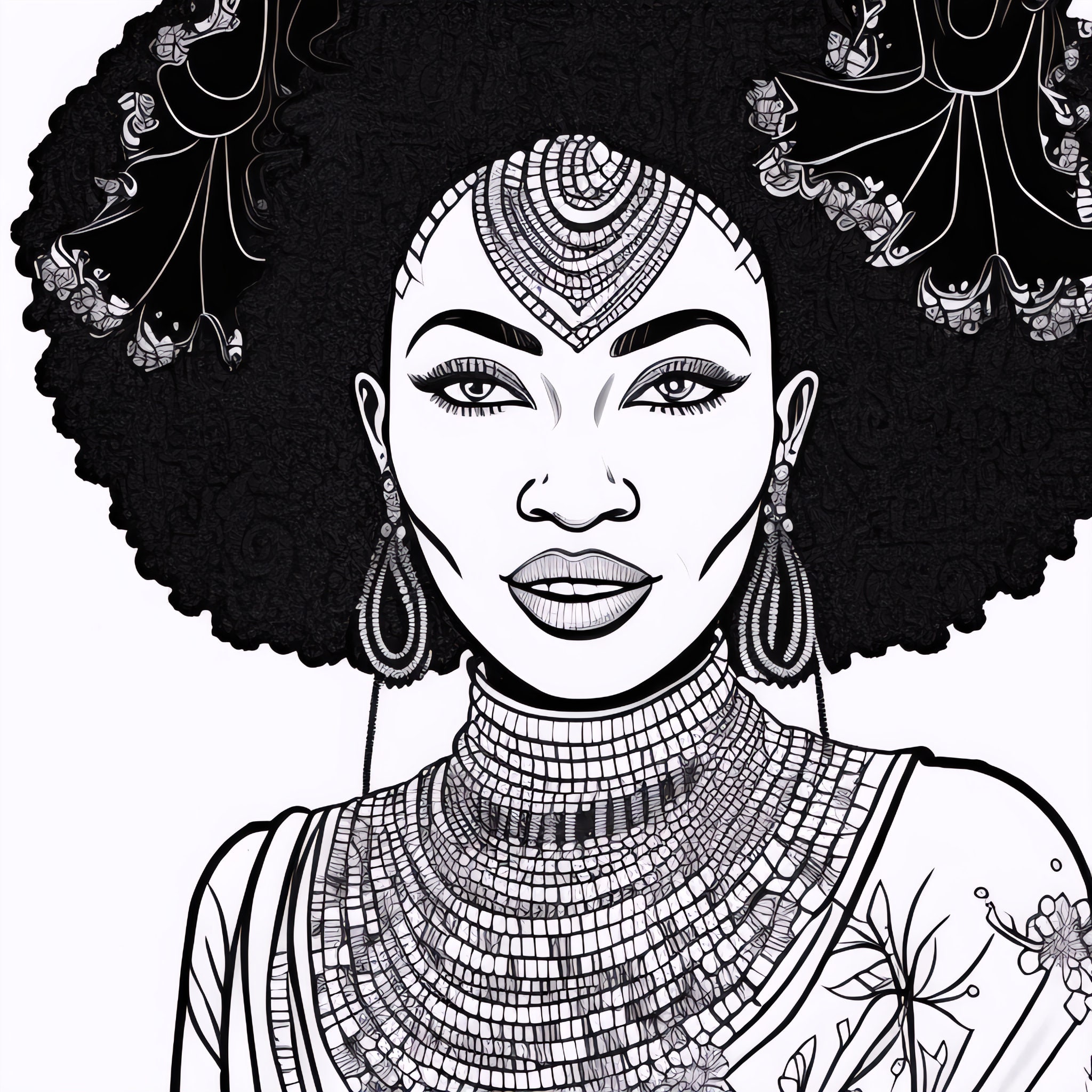 21 Beautiful Black Queen Coloring Pages Adult Coloring Etsy