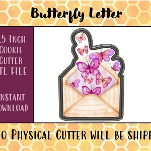 Butterfly Letter 3.5 Inch Cookie Cutter STL File Instant Download