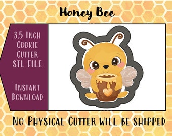 Honey Bee 3.5 Inch Cookie Cutter STL File Instant Download