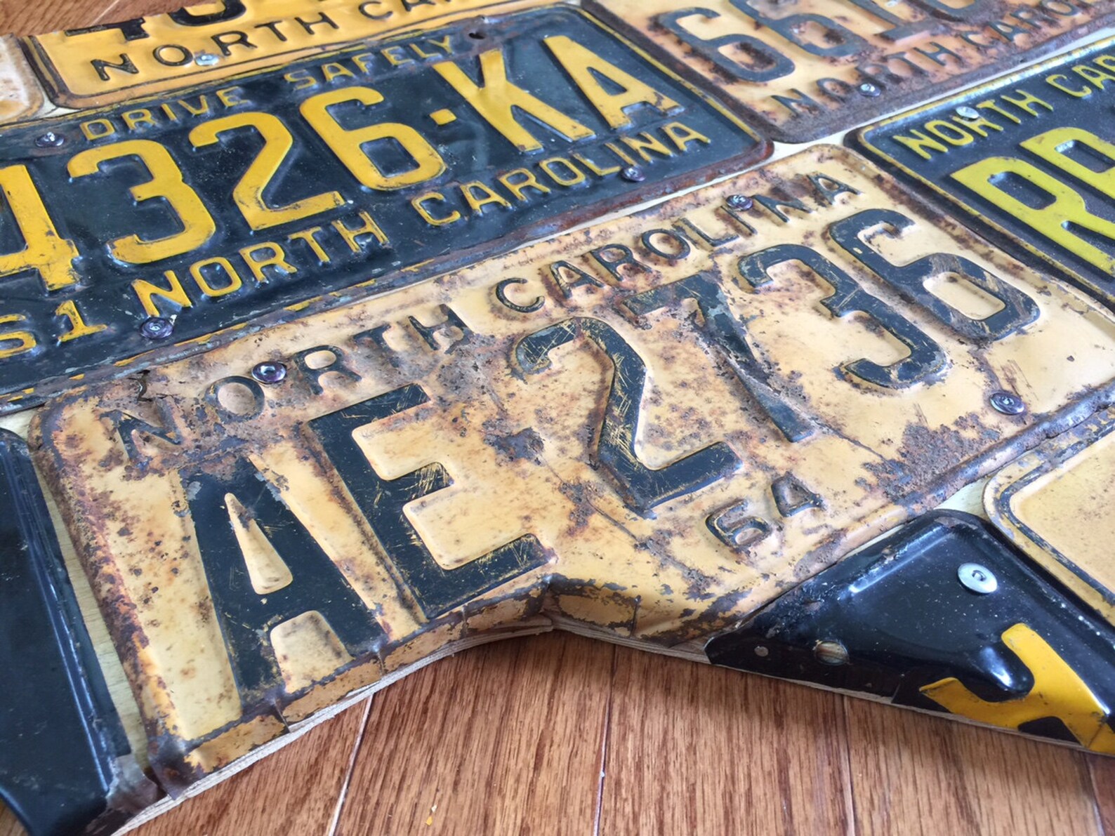 North Carolina License Plate Art Large Vintage Plates Etsy