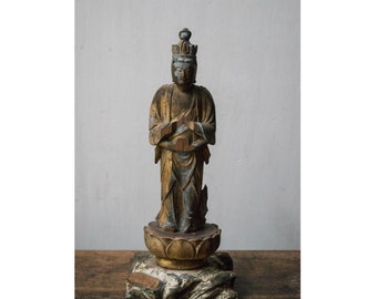 Wooden Buddhist Figure Kannon Bosatsu Bodhisattva