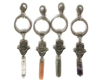 Hamsa Crystal Keychain or Zipper Charm