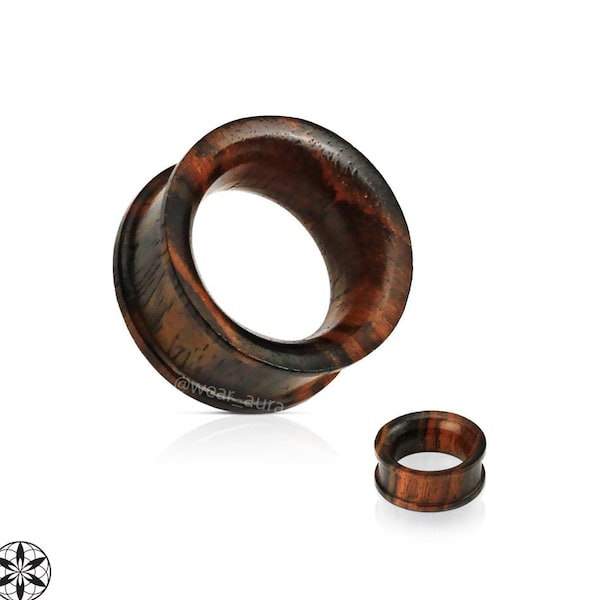 A Pair of Sono Wood Concave Double Flat Flared Tunnel Plugs