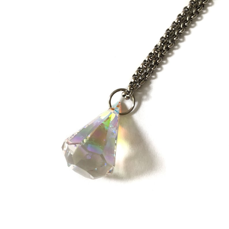 Prism Diamond Drop Crystal Pendant Necklace Genuine Swarovski Etsy