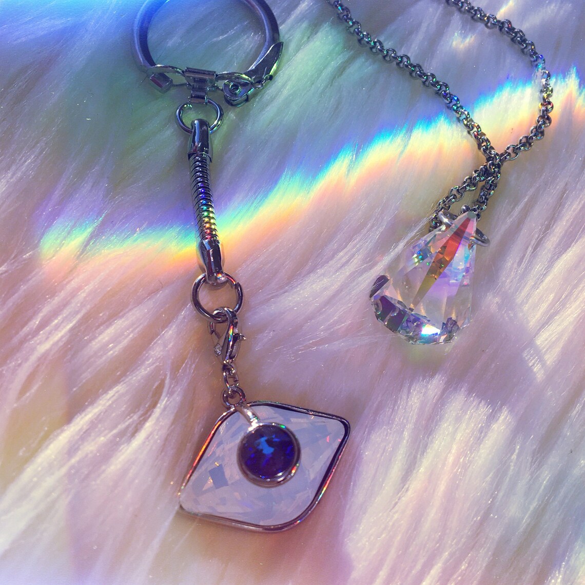 Prism Diamond Drop Crystal Pendant Necklace Genuine Swarovski Etsy
