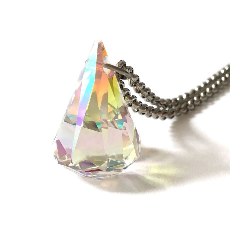 Prism Diamond Drop Crystal Pendant Necklace Genuine Swarovski Etsy